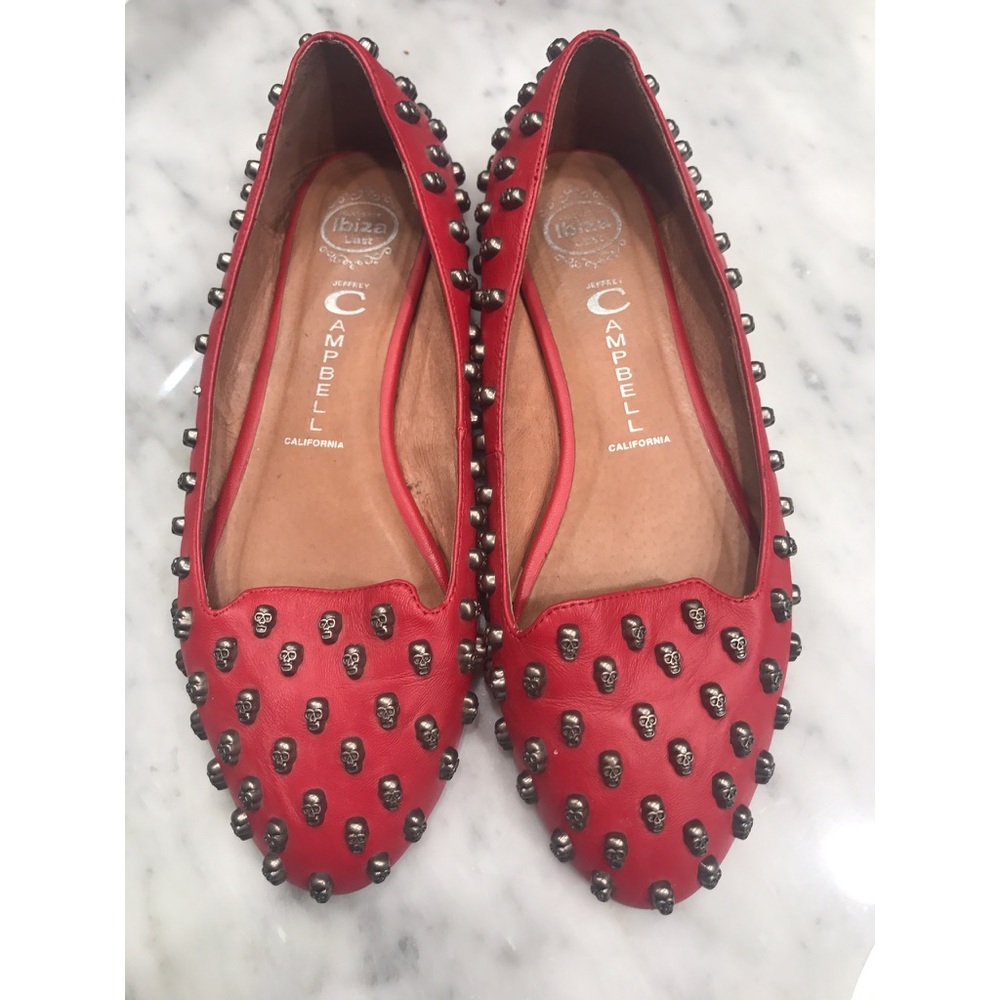 Jeffrey Cambell red skulltini flats 💀